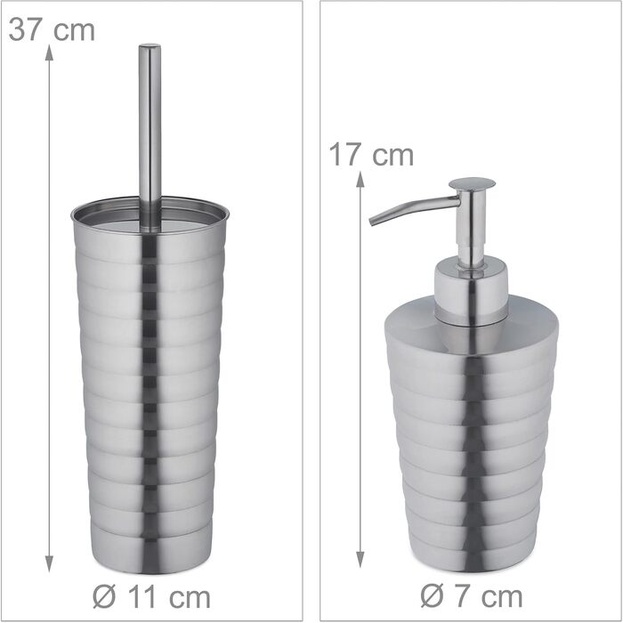 Relaxdays 5-tlg. Badezimmer Set, Edelstahl poliert, moderne Badaccessoires, Silber