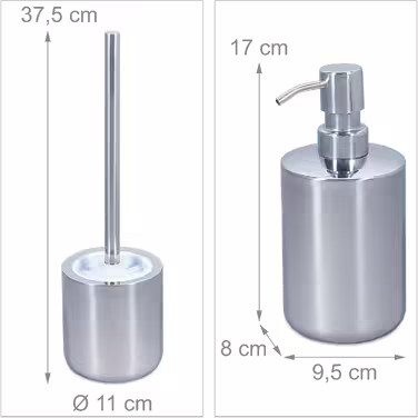 Relaxdays 5-tlg. Badezimmer Set, Edelstahl poliert, moderne Badaccessoires, Silber
