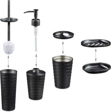 Relaxdays Badset, Edelstahl, modern, 5-tlg., Anthrazit
