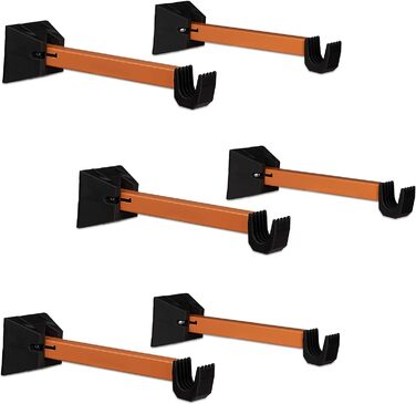Relaxdays 6er Set Fahrrad Wandhalterung, Fahrradaufhängung, Fahrradwandhalter, Wand, HxBxT: 9,5 x 36 x 9,5 cm, orange-schwarz