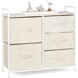 Relaxdays Regalsystem, 5 Schubladen, Metall & Holz, 77,5x83x29 cm, beige, Design F