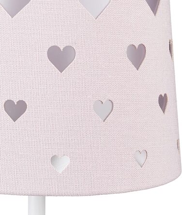 Relaxdays Nachttischlampe Kinder, Herzen, Stoff Lampenschirm, für Baby und Kind, Kinderlampe HxD: 43 x 16 cm, rosa-weiß, 1003