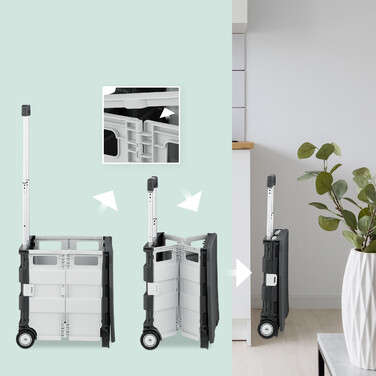 Relaxdays Klappbarer Einkaufstrolley mit Deckel
