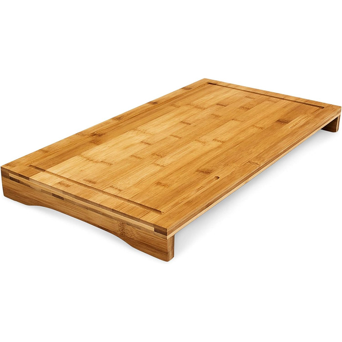 Relaxdays Bambus Schneidebrett 4,5x52x29cm mit Saftrinne, natur