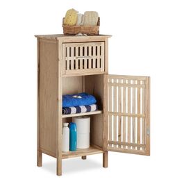Relaxdays Badschrank Walnuss freistehend