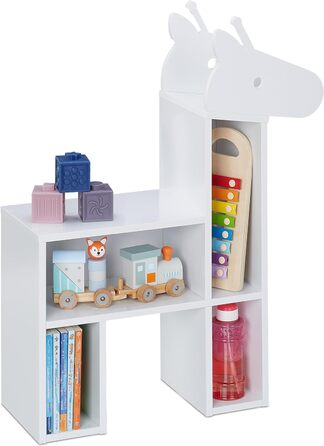 Relaxdays Kinderregal Bär, 2 Schubladen, 2 offene Fächer, H x B x T:  Bücherregal Kinder, (69,5 x 52,5 x 20 cm, Weiß)