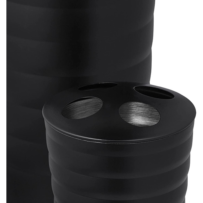 Relaxdays Badezimmer Set, 5-teilig, Badaccessoires Edelstahl matt, komplette Badezimmerausstattung, modern, schwarz 10038861