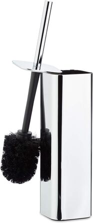 Relaxdays WC Bürstenhalter Wand, Toilettenbürstenhalter mit WC Bürste, für Wandmontage, HTB: 38,5x8x8 cm, silber/schwarz 8 x 8 x 38.5 cm