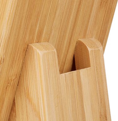 Relaxdays Bambus Messerblock mit Borsteneinsatz, Küchenblock für 6 Messer aller Art, unbestückter Holzblock, natur