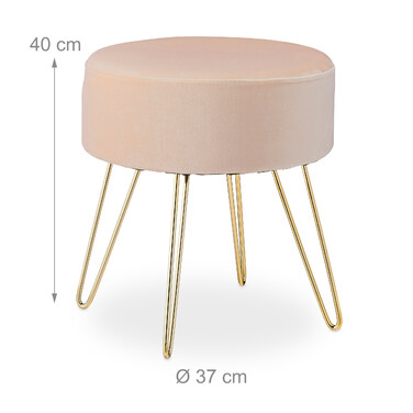 Relaxdays Samt Hocker mit Haarnadelbeinen