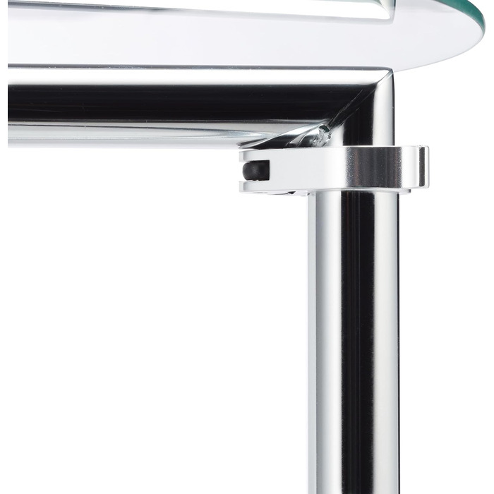 Relaxdays, Silber Kaffeetisch höhenverstellbar bis 70 cm, runder Wohnzimmertisch, verchromter Stahl, Glasplatte 46 cm Ø, Standard