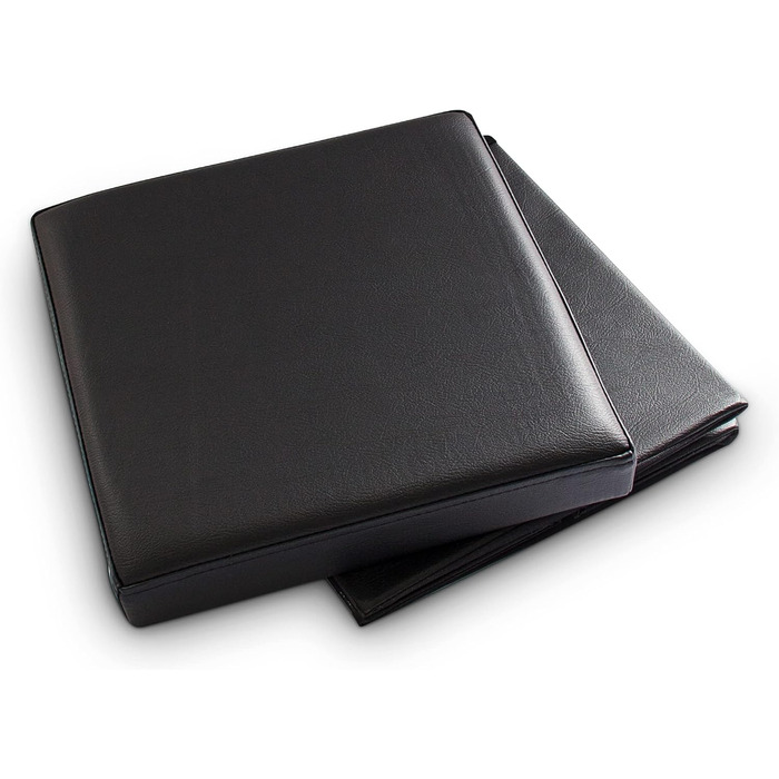 Relaxdays Sitzhocker, Leder, Schwarz, 38x38x38 cm