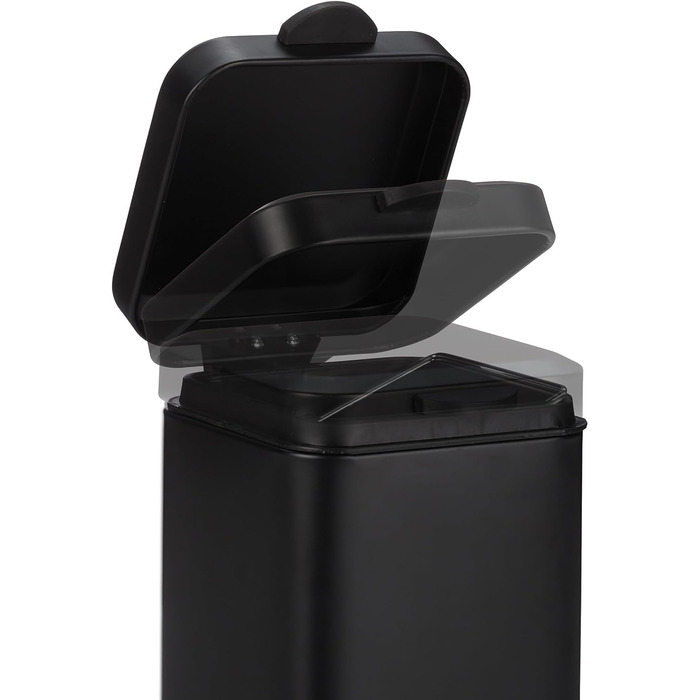 Relaxdays Wand-Kosmetikeimer, 6L, Absenkautomatik, Metall, schwarz