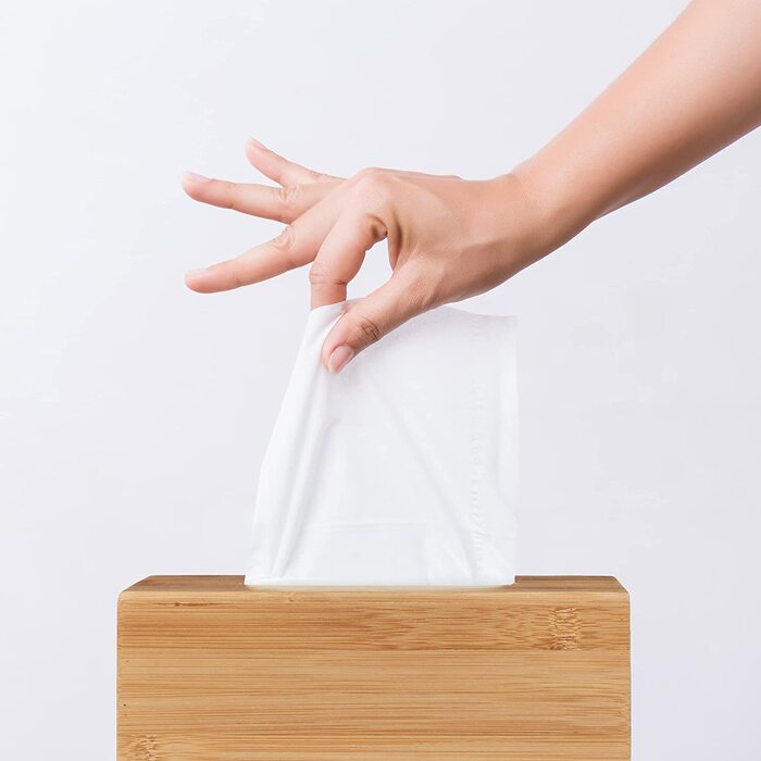 Relaxdays Kosmetiktücherbox Bambus, HBT: 8,5 x 27,5 x 15,5 cm, Tuchspender für Taschentücher u. Kosmetiktücher, Natur (Bundle mit Kosmetiktuchbox 8,5x24,5x13,5cm)