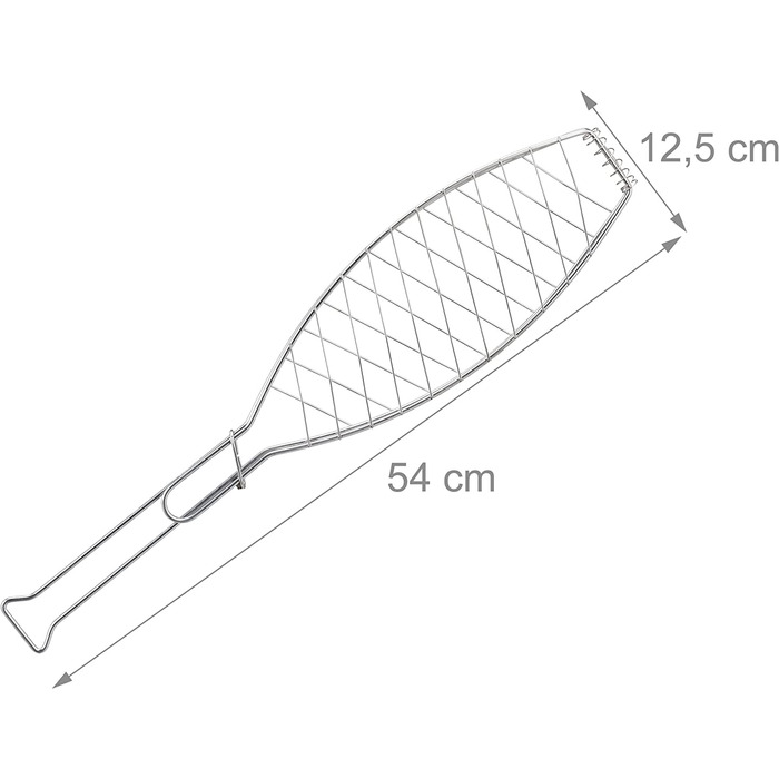 Relaxdays Fischbräter 3er Set, Edelstahl, mit Griff, 54 cm lang, Fischhalter zum Grillen, Grillguthalter Fisch, Silber