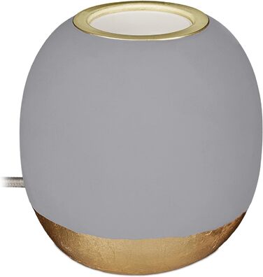 Relaxdays Dekoleuchte Beton, Tischlampe ohne Schirm, HxD 9 x 9 cm, E27 Fassung, langes Kabel, runde Betonlampe, (Grau)