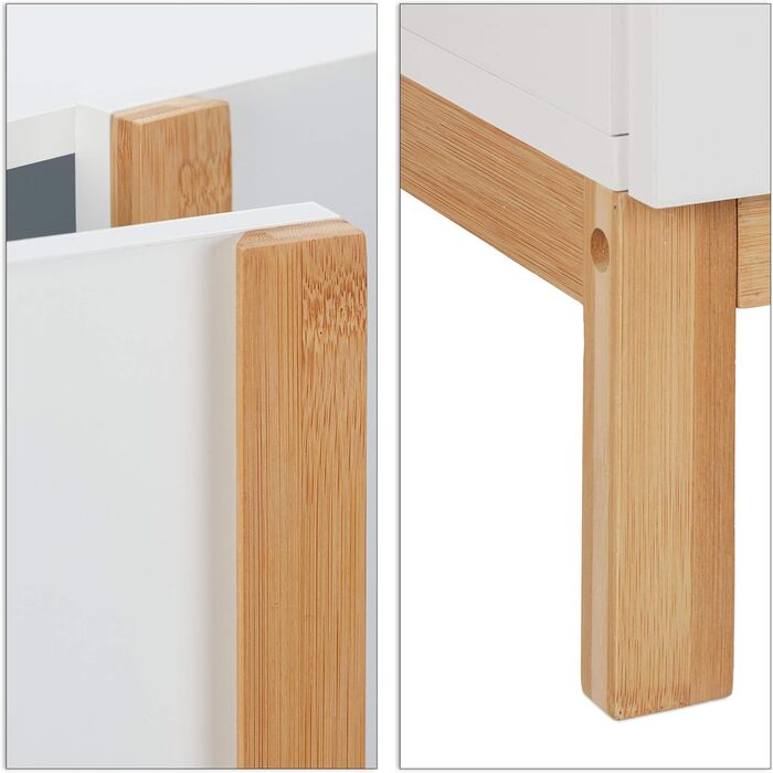 Relaxdays Waschbeckenunterschrank, 2 Fächer, MDF & Bambus, HBT 60,5x60x30,5cm, Natur