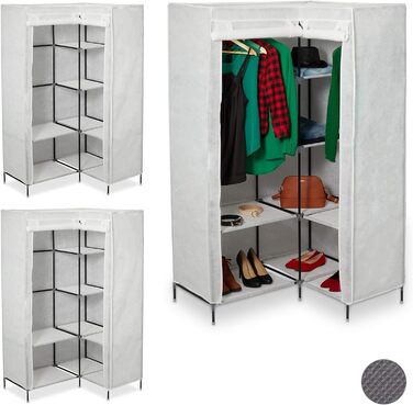 Relaxdays  x Eckkleiderschrank 3. Generation, 8 Ablagen und 2 Kleiderstangen, Stecksystem, mit 2 Türen, HBT: 69x00x83 cm,     Stück (1, Weiß, 3er Pack)
