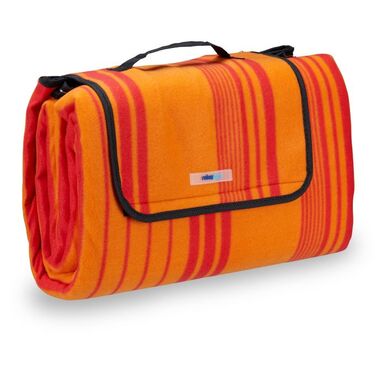 Relaxdays Picknickdecke 200x200cm orange gestreift