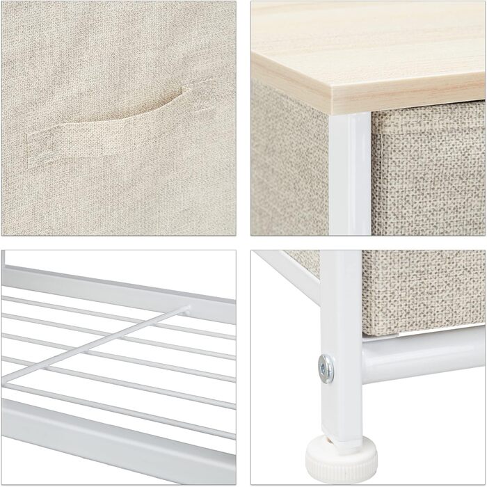 Relaxdays Regalsystem, 5 Schubladen, Metall & Holz, 77,5x83x29 cm, beige, (Design G)
