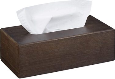 Relaxdays Tücherbox Bambus, Taschentuchbox mit Schiebeboden, Tissue Box für Taschentücher, HBT: 7,5x24x2cm, Dunkelbraun (2)