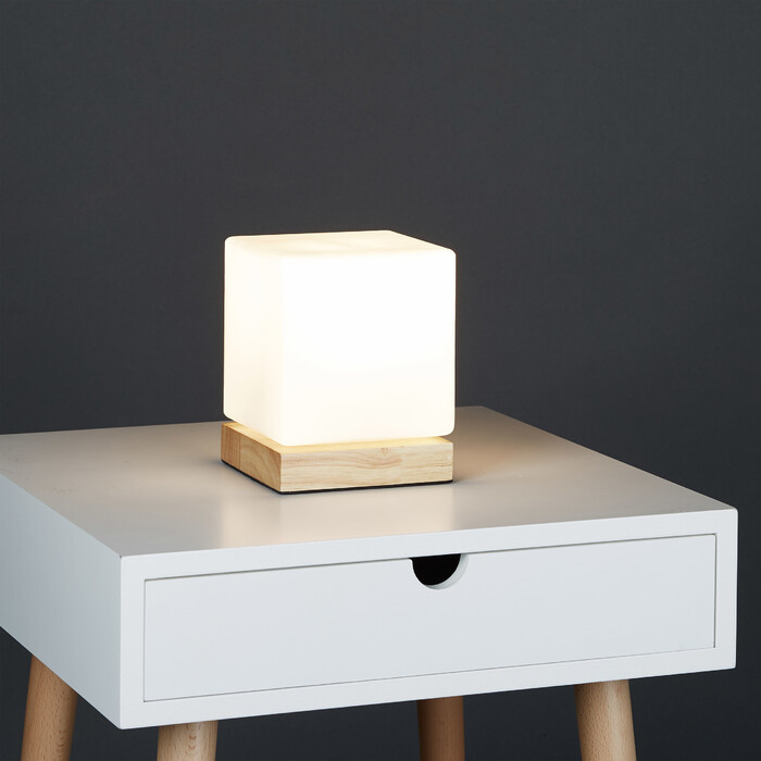 Relaxdays Tischlampe aus Milchglas