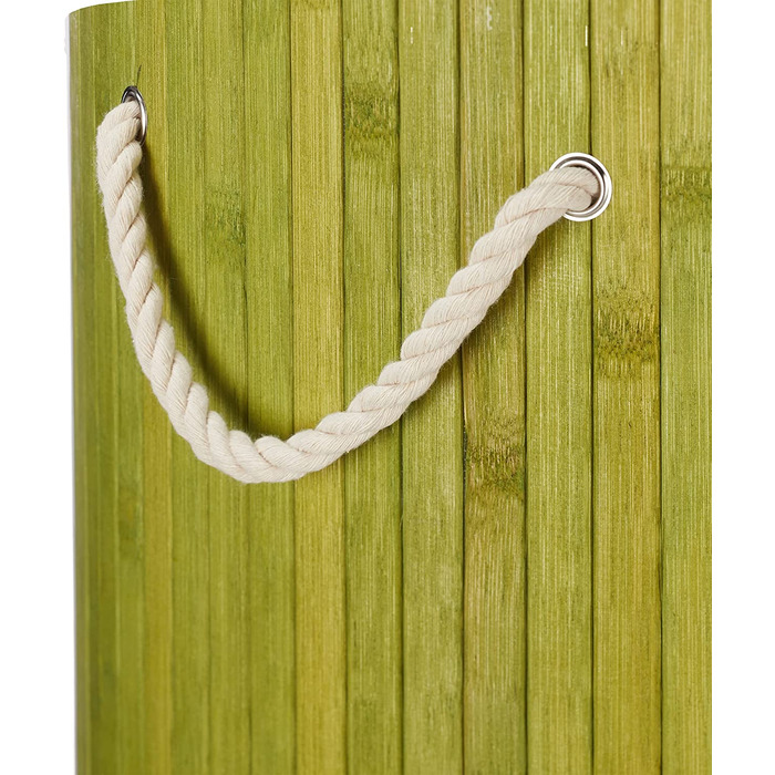 Relaxdays Wäschekorb Bambus, faltbar, 70 l, Wäschesack Baumwolle, rund Ø 41 cm, mit Deckel, grün