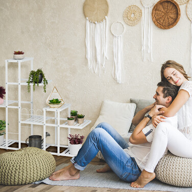 Relaxdays Weißer Blumenständer mit Rollen