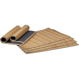 Relaxdays Tischset 6 teilig, Platzdeckchen, Bambus, rutschhemmende Unterseite, 30 x 45 cm, 6er Platzset, 6 Tischmatten, abwis