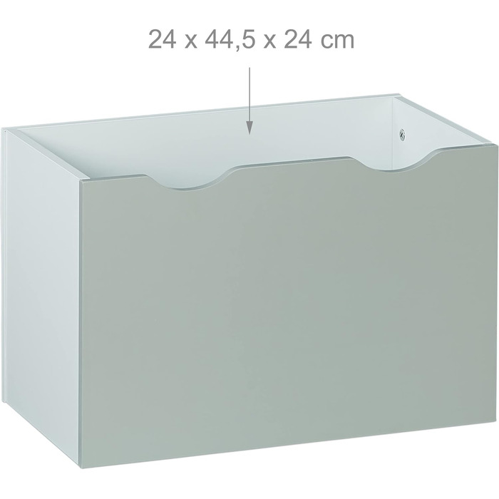 Relaxdays Kinderregal mit 3 Ablagefächern, Kiste mit Rollen, HBT: 70 x 50,5 x 28 cm, schmales Spielzeugregal, weiß/grau