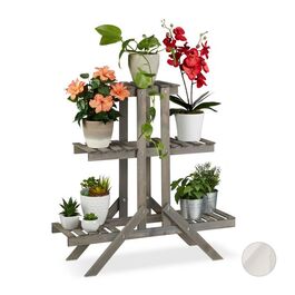 Relaxdays Blumentreppe Holz mit 3 Stufen