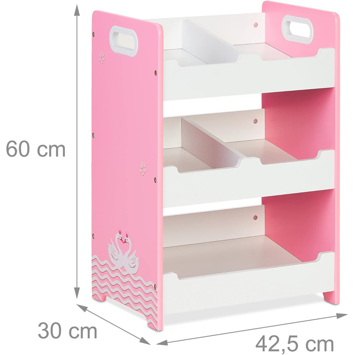 Relaxdays Kinderregal, 60x42,5x30 cm, 5 Fächer, MDF, weiß/rosa, Aufbewahrungsregal Kinderzimmer