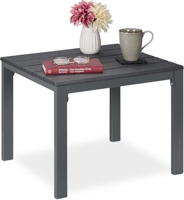 Relaxdays wetterfester Beistelltisch für Balkon, Terrasse & Garten, 39x52x48 cm, grau