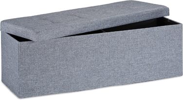 Relaxdays Faltbare Sitzbank XXL, Sitzcube mit Stauraum, Leinen, 38x114x38 cm, Dunkelgrau