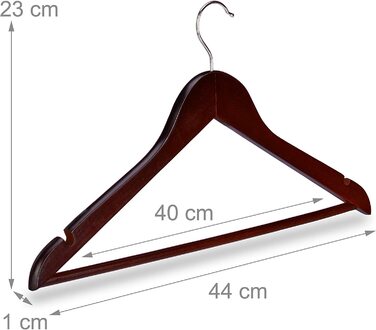 Relaxdays Kleiderbügel Set Holz, 20er Pack Garderobenbügel, Hemden & Hosen, 360° drehbar, Bügel HxB 23 x 44 cm, (Braun)