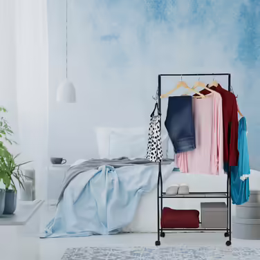 Relaxdays Rollgarderobe mit Ablage & Haken