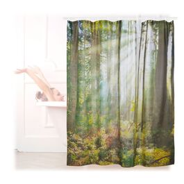 Relaxdays Duschvorhang Wald 180 x 180 cm