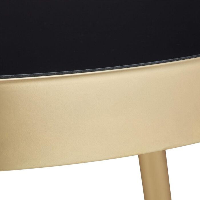 Relaxdays runder Beistelltisch, Metall & Glas, Retro-Design, 46x42 cm, schwarz-gold