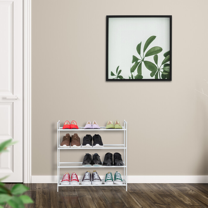 Relaxdays Stapelbares Schuhregal 4 Ebenen