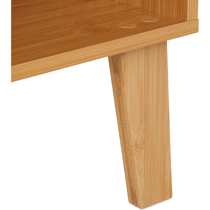 Relaxdays Bücherregal, 2 Fächer, offener Schrank HBT 70 x 40 x 35 cm, höhenverstellbarer Einlegeboden, Standregal, Natur, Bambus, Faserplatte