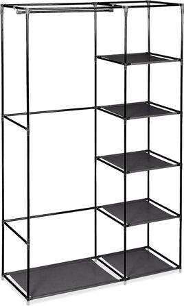Relaxdays 1 x Stoffschrank, mit Kleiderstange & 5 Fächern, HBT: 174 x 107 x 42,5 cm, Stabiler Faltschrank mit Bezug, grau