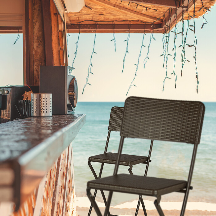 Relaxdays 2er Set Barhocker Rattan