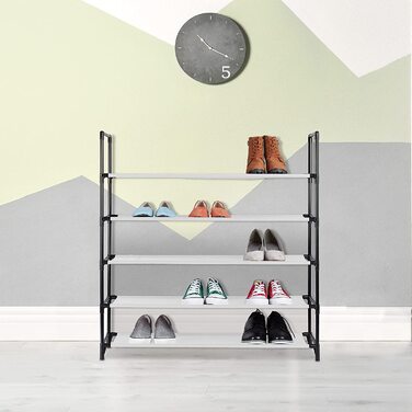 Relaxdays XL Schuhregal Stecksystem, 5 Ebenen, für 20 Paar Schuhe, Stoff Schuhständer, HxBxT: 90,5 x 87,5 x 30 cm, (Weiß)