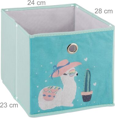 Relaxdays Kinderregal, Lama-Design, für Jungen & Mädchen, HBT 62x53x30 cm, bunt, 3 Boxen