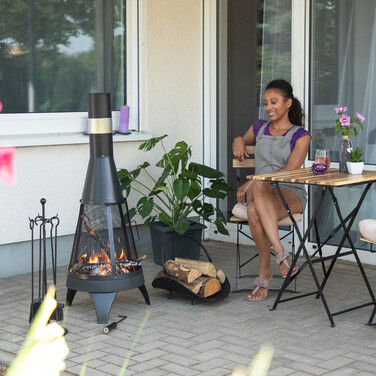 Relaxdays Kaminbesteck 5-teilig schwarz