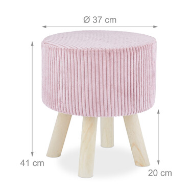 Relaxdays Samthocker mit Holzbeinen