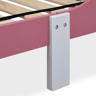Relaxdays Kinderbett, HBT 60 x 94 x 143 cm, Kleinkindbett mit Ablage, Rausfallschutz, Lattenrost, Superheldin, MDF, bunt