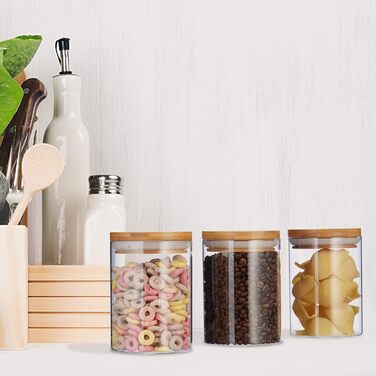 Relaxdays Vorratsdosen Glas 3er Set, 600 ml, für Pasta, Reis, Müsli, Kaffee, 14x9,5 cm, Transparent