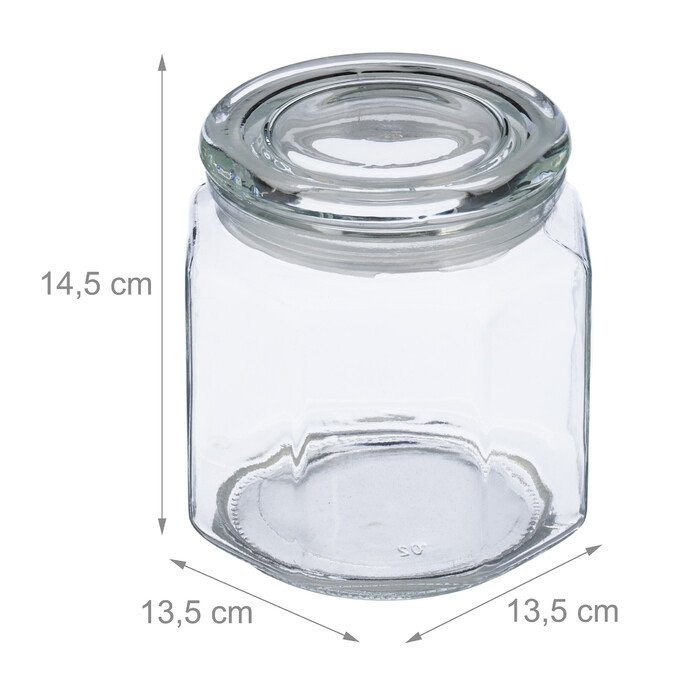 Relaxdays 6er Set Vorratsgläser mit Deckel 1300 ml