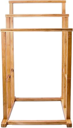 Relaxdays Bambus Handtuchständer, 82,5x42x42,5 cm, treppenförmig, 3 Stangen, natur, Badaccessoire/Herrendiener
